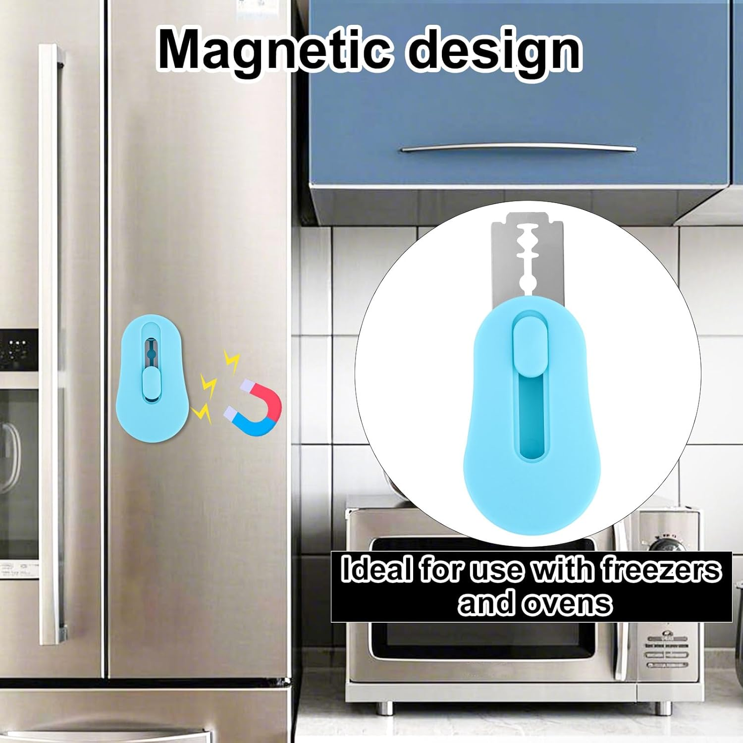 Gosknor Bread Dough Scoring Tool, Extractable & Magnetic Sourdough Scoring Tool with 10 Razor Blades Stainless Steel Dough Cutter Knife for Bread Baking Making Supplies (Blue) image number 5