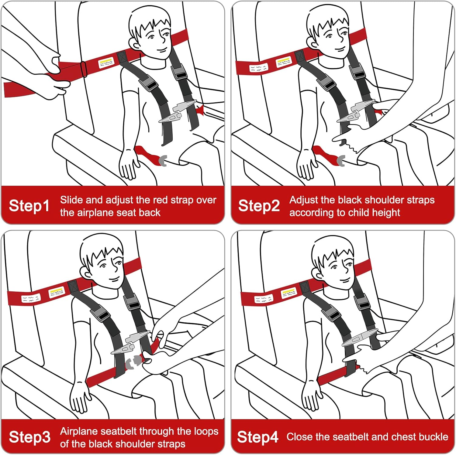 Airplane Safety Harness for Toddler, Child Safety Harness Leash Child Airplane Safety Travel Restraint Harness image number 4