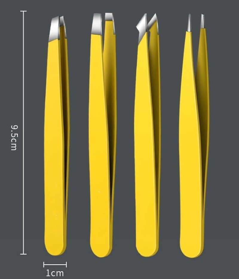 Eyebrow Tweezers | Slant Precision Tweezer | Surgical Grade Hand Filed Slanted Tips for Professional Use, Best Precision Engineered Tweezer for Flawless Beauty Results (Yellow, One Size) image number 1