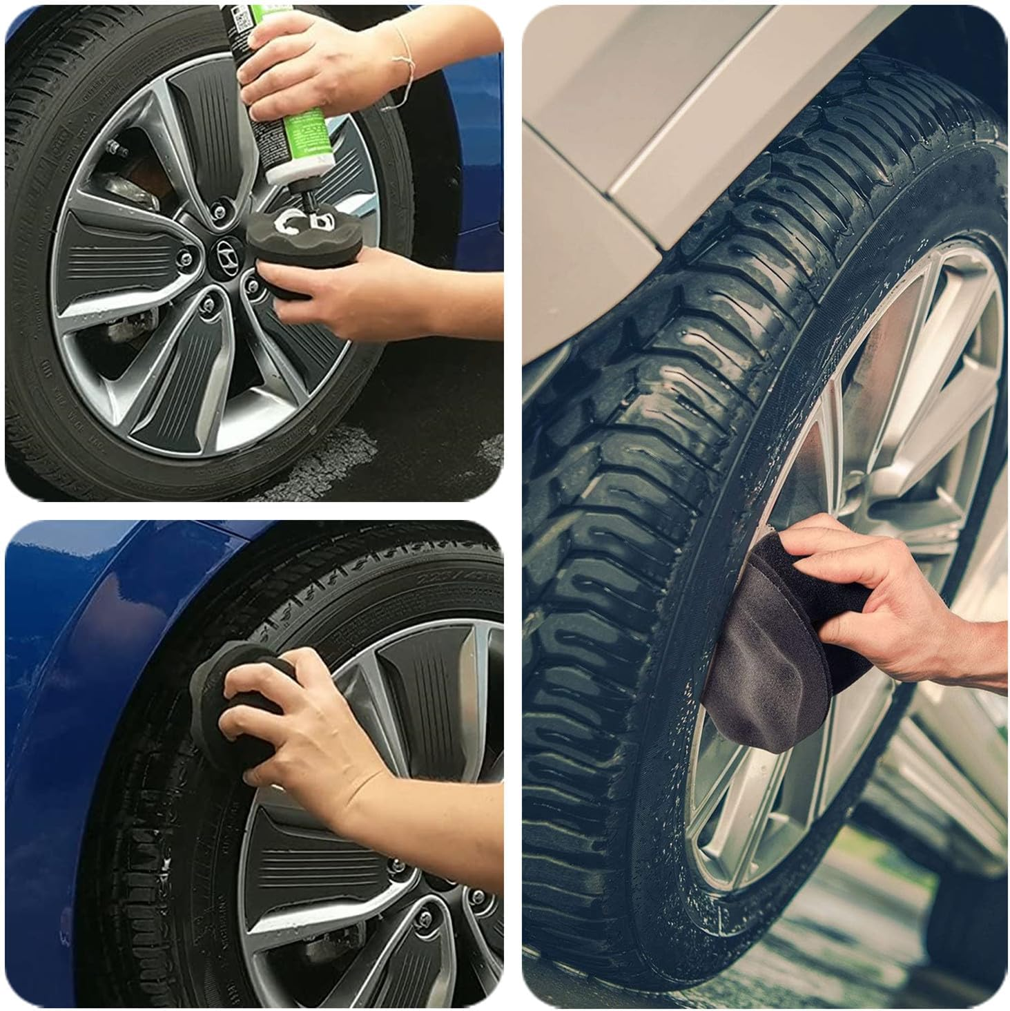 3 Pack Large Tire Dressing Applicator Pad, Durable and Reusable Hex-Grip Tire Detailing Tool for Applying Tire Shine image number 3