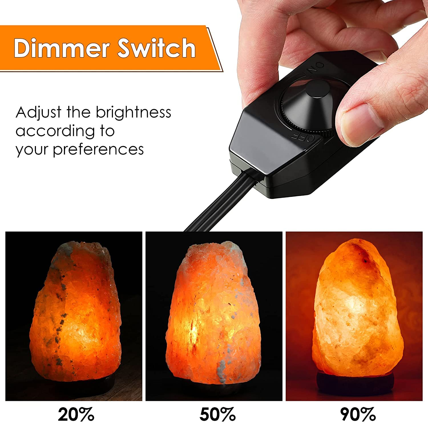 Salt Lamp Cord with 2 Free E14 Bulbs, Salt Lamp Power Cord Original Replacement with Dimmer Switch and Metal Clip, for All Himalayan Crystal Salt Rock Lamp - 1.8M Cable 240V SAA Standard image number 6