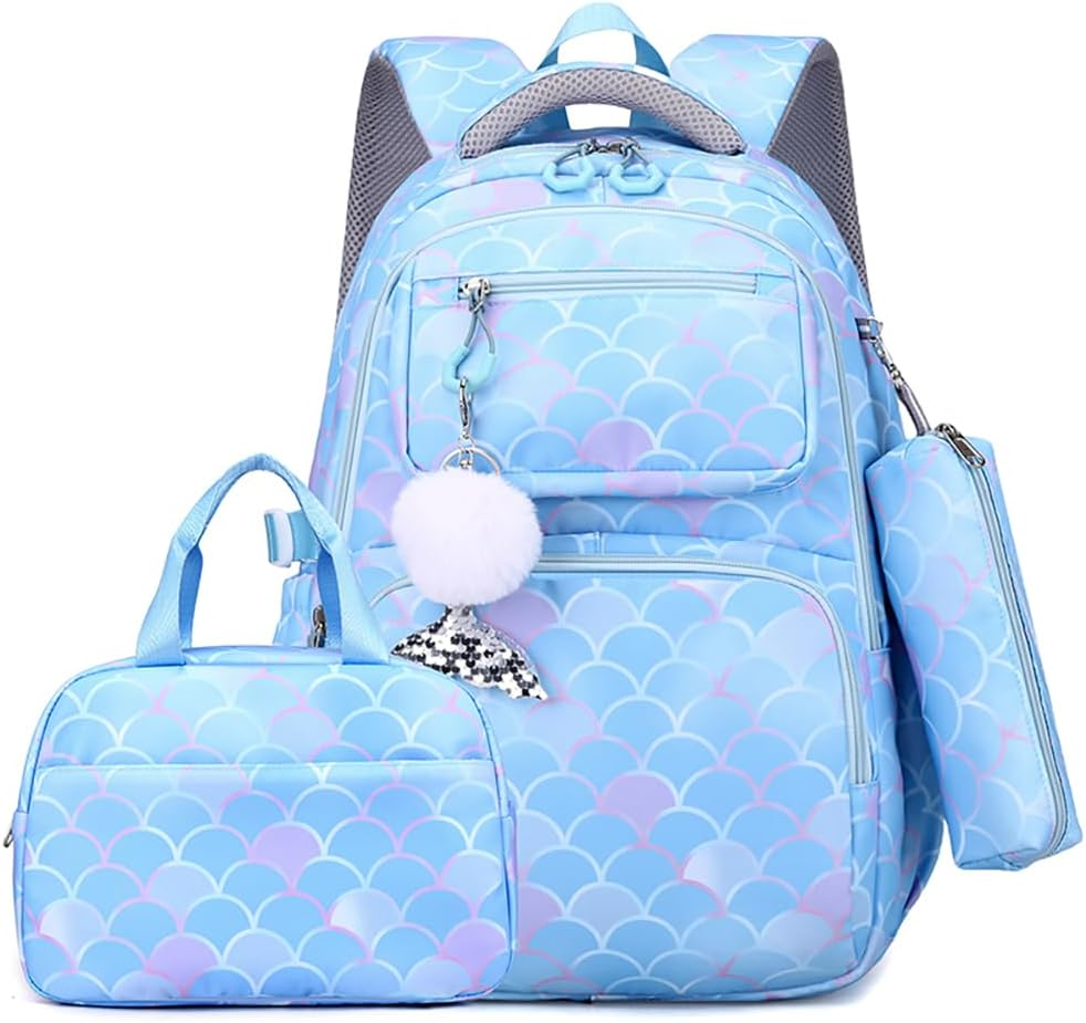 MATMO Girls School Backpack Set with Lunch Bag and Pencil Case Student Bookbag Daypack (Backpack Set 15)