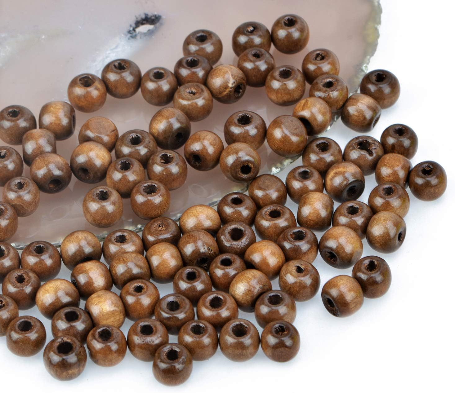 AD Beads Wood Spacer Loose Wooden Craft Beads (8X10Mm 200Pcs, Coffee) image number 5