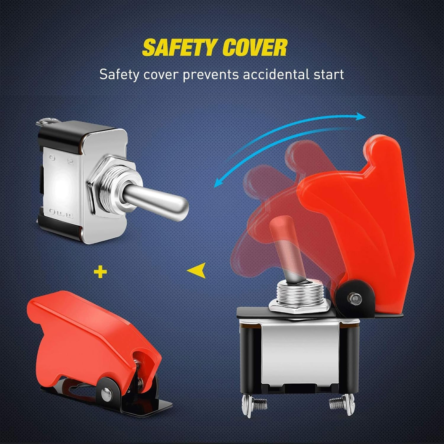 Toggle Switch, Waterproof Toggle Switch 5Pcs with Weatherproof Boot Cap Cover - Heavy Duty On-Off Switch for Auto Car Marine Boat, Plastic and Metal image number 2