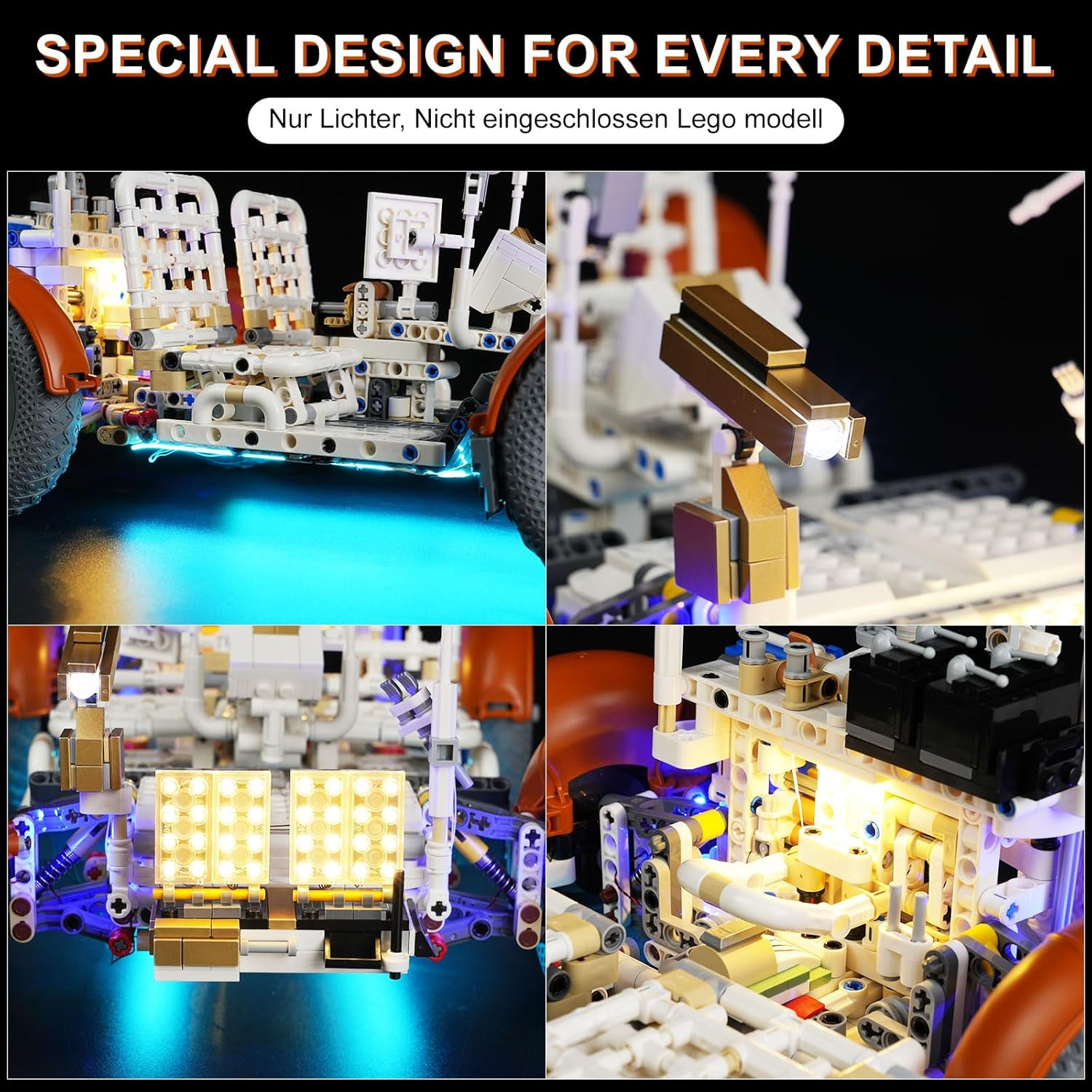 Cooldac LED Light Kit Compatible with  NASA Apollo Lunar Roving Vehicle (LRV), LED Lighting Set Compatible with  Technic NASA Apollo Lunar 42182 Moon Rover (Not Models) image number 6