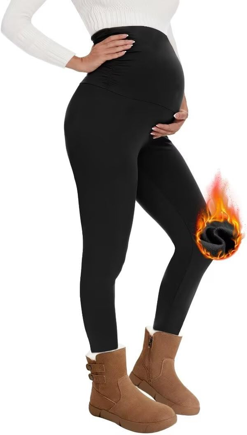 QGGQDD Thermal Maternity Leggings Women'S High Waist Pregnancy Leggings Warm Leggings Pregnancy Winter for Home Sports