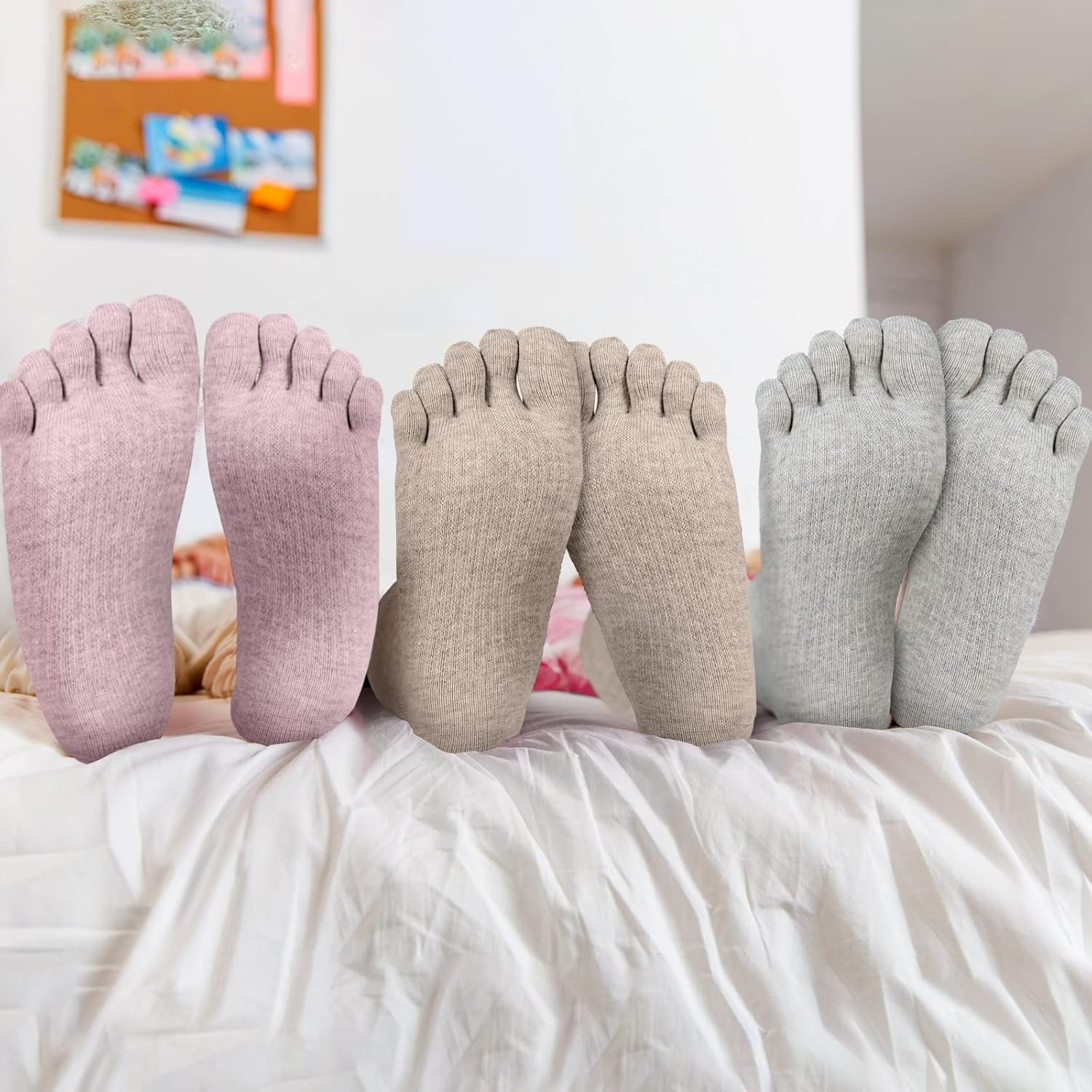 4 Pair Women Five Toe Socks Cotton Toe Socks Athletic Running Long Split Toe Women'S Cotton Socks image number 5