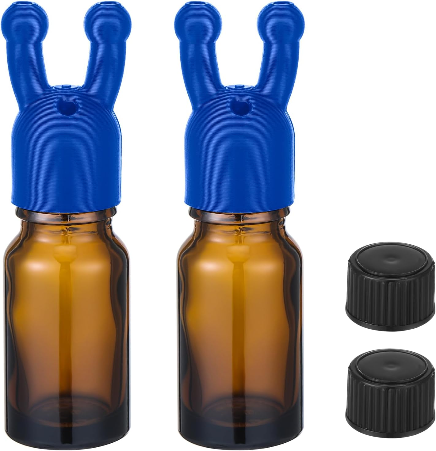 Chunful 2 Pack Essential Oil Inhaler Leakproof Double Hole Aroma Nasal Inhaler Inhaling Cap Mini Perfume Dispenser Bottle for Enhances Aromatherapy Inhalant Adults(Black)