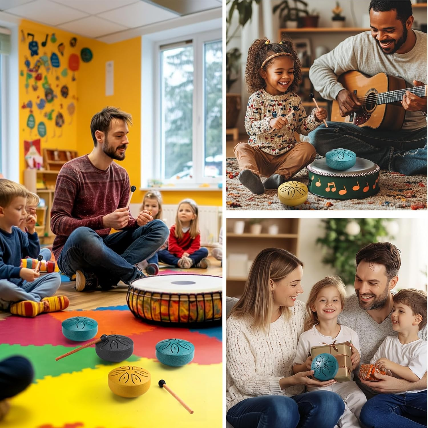 Facmogu Steel Tongue Drum Rain Chime, 3 Inch 6 Note Rain Drum for Outside, Chakra Drum for outside Garden, Mini Hand Drum with Bag- Green(Bowling Pattern) image number 6