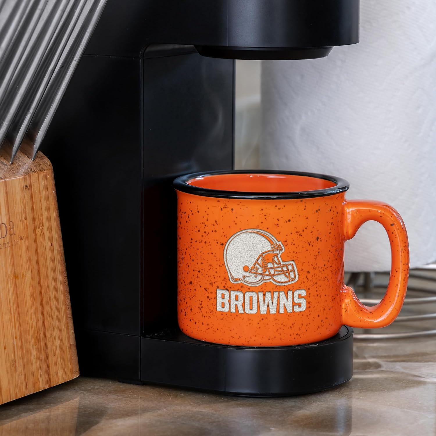 Rico Industries NFL Football Cleveland Browns Speckle 12Oz Laser Engraved Campfire Mug image number 3