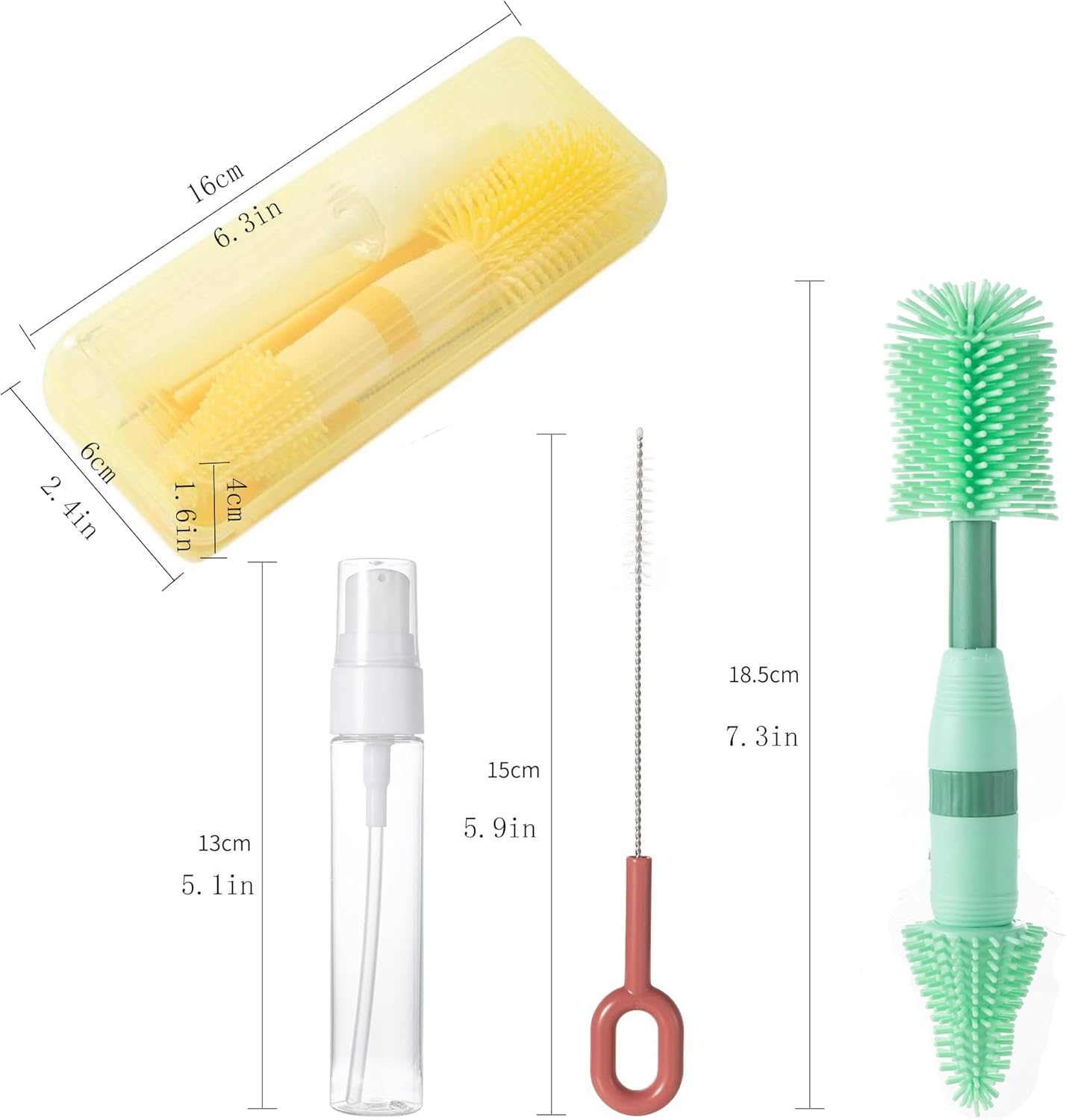 Chemimoso Silicone Baby Bottle Brush for Newborn Anti-Colic Baby Bottles, Portable Travel Bottle Cleaner, Suit for Baby Bottles Less than 8 OZ, Blue