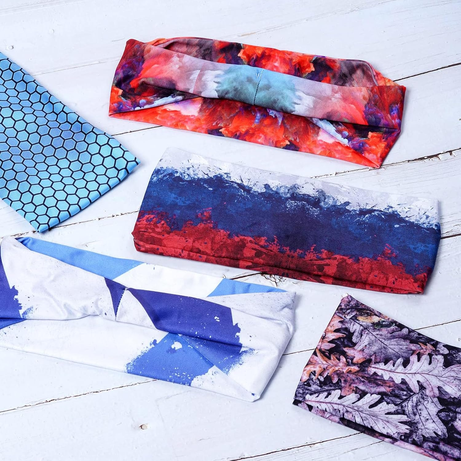 8 Pcs Sweatbands for Men Headbands Wide Sweatband Mens Stretchy Headband for Running Cycling Football Basketball Yoga image number 1