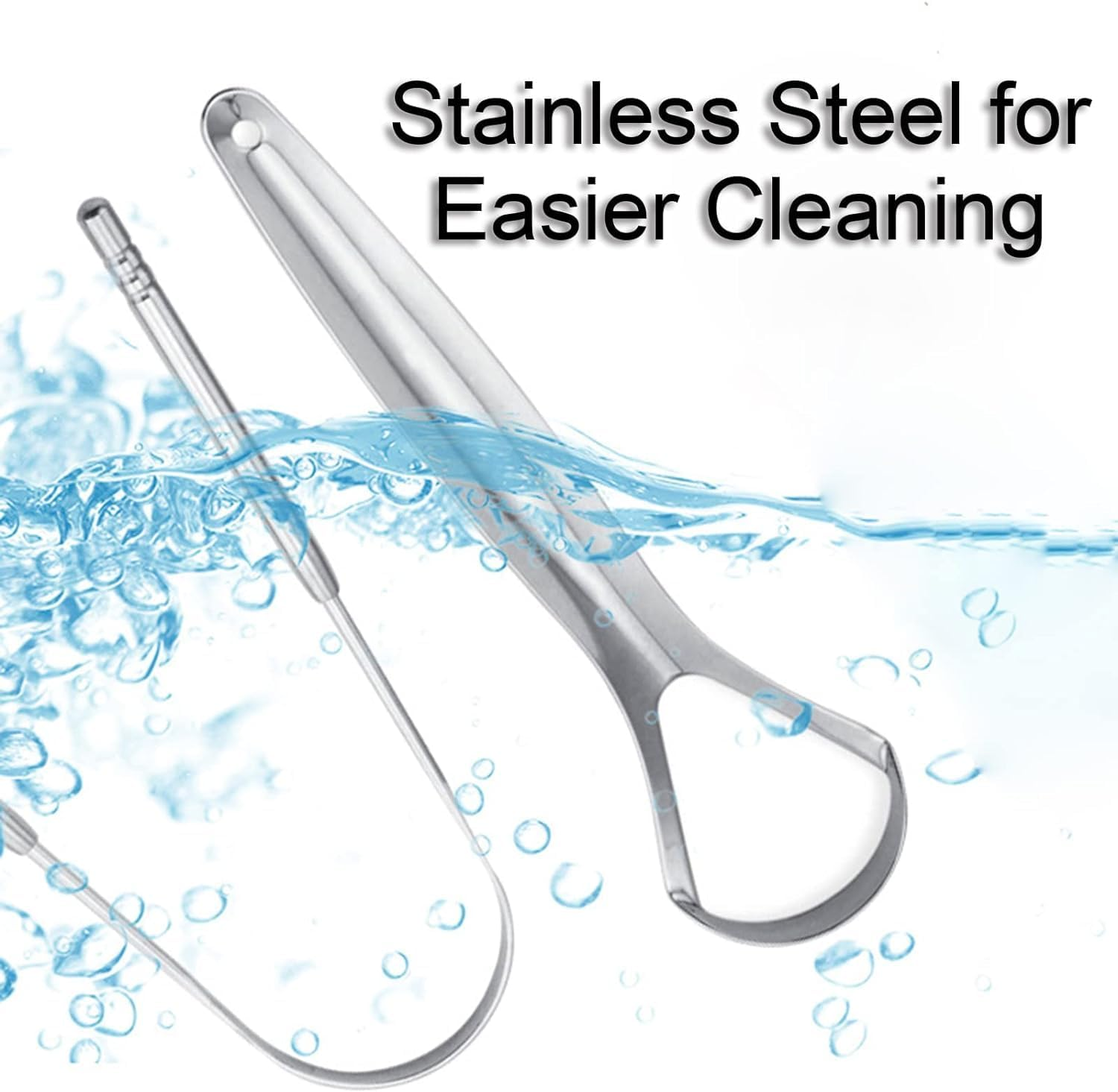 Stainless Steel Metal Tongue Scraper - Tongue Scraper for Adults, Professional Tongue Brush for Oral Care, Improve Bad Breath and Fresh Breath, with Metal Storage Box - 2 Pack image number 5