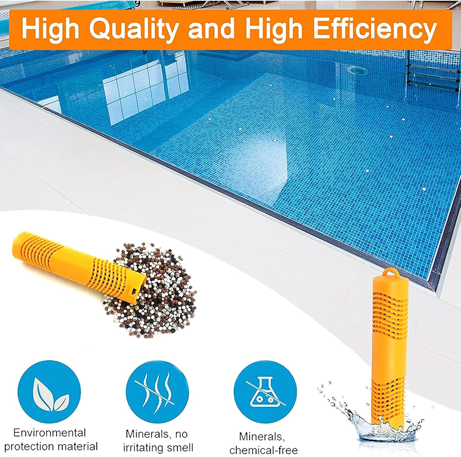 Sagasave SPA Cartridge Stick Mineral Sanitizer Hot Tub Purifier Spa In-Filter Mineral Sticks for Hot Tubs, Swimming Pool, Fish Pond, Hot Spring Pools, Baths, Spa Pools, Plunge Pools