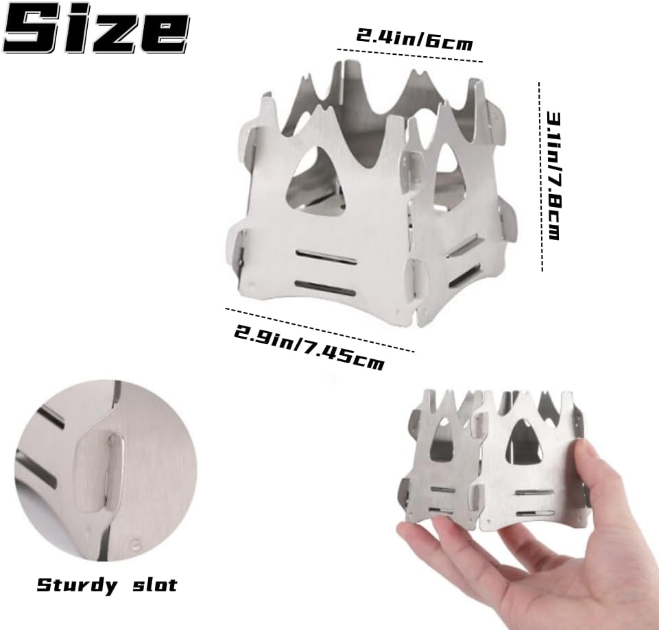 2 Pcs Foldable Stove,Portable Camping Stove for Outdoor Cooking, Lightweight Easy to Assemble Stove for Camping Backpacking Hunting Hiking Picnic BBQ Emergency Use image number 3