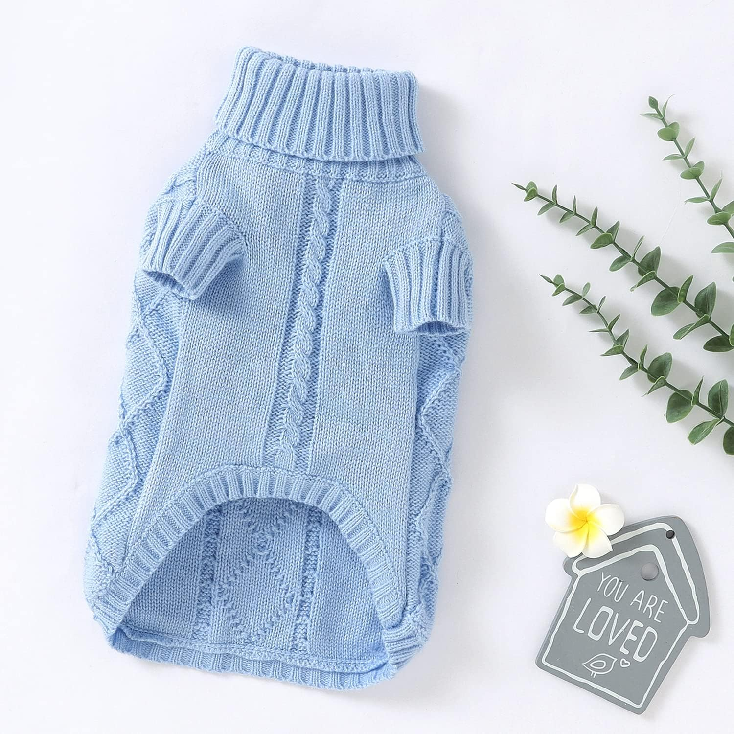 Small Dog Sweater Pet Sweater Knitwear Dog Jumpers Turtleneck Knitwear Puppy Soft Sweater Warm Cute Soft Clothes for Small Medium Dogs Cats Chihuahua Schnauzer Dachshund Teady (Blue, S)