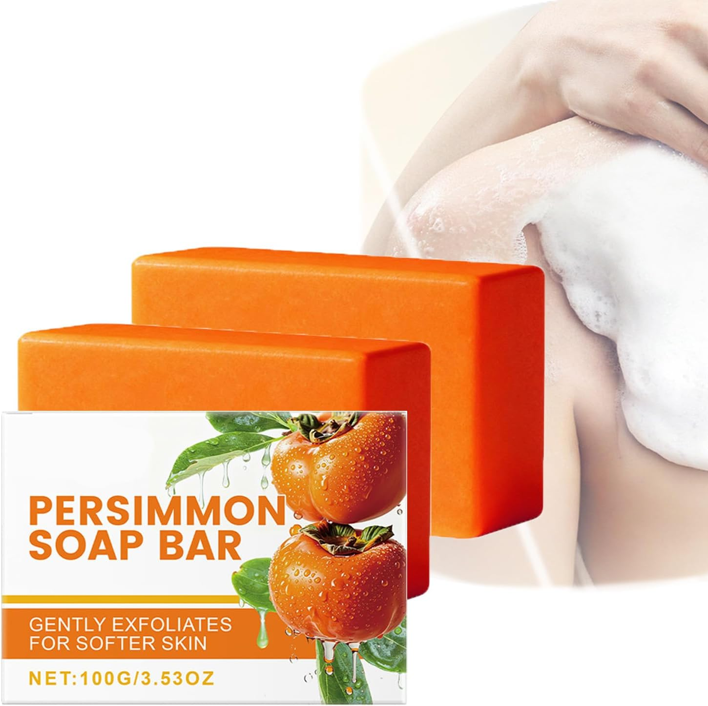 Persimmon Soap Bar for Body Odor,Persimmon Soap Old People Smell,Handmade Body Deeply Cleansing Bar,For Men and Women - Gentle on All Skin Types,Gentle Cleansing and Exfoliation (1 PCS)
