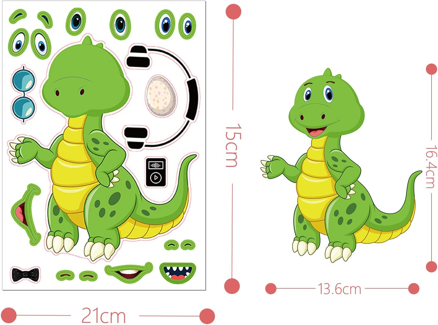 Simpeak 48 Sheets Make a Face Stickers, 24 Types Animal Stickers for Kids, Kid Stickers, School Teacher Stickers, Student Reward, Reward Sticker Party Favors for Kids Children Boys Girls