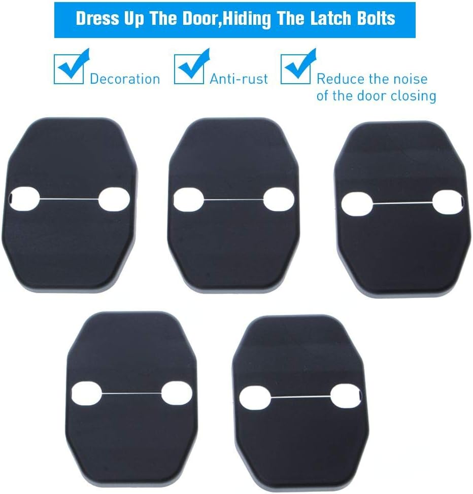 Door Lock Covers Protection Trim for Jeep Wrangler JK JKU 2007-2018, for Jeep Grand Cherokee, for Dodge Chrysler, Black, 5PACK image number 2