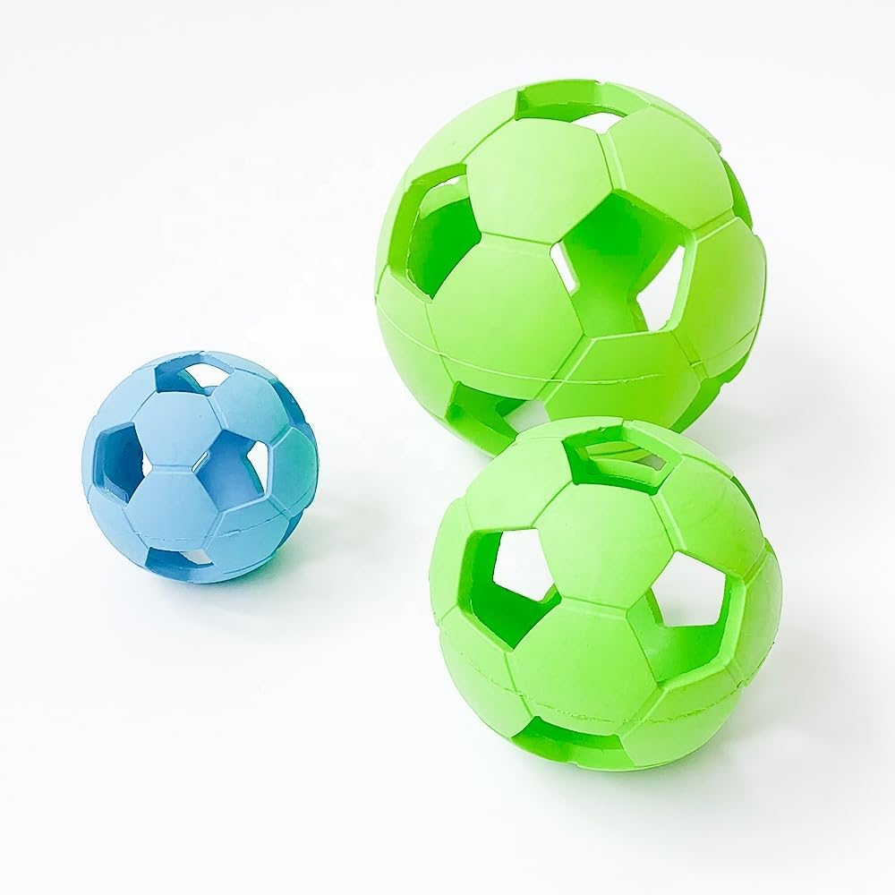 Interactive Dog Soccer Ball Toy, Natural Rubber, Non Toxic & Eco Friendly, High Bounce Ball for Fetch and Play, Dishwasher Safe (Green, Medium) image number 5