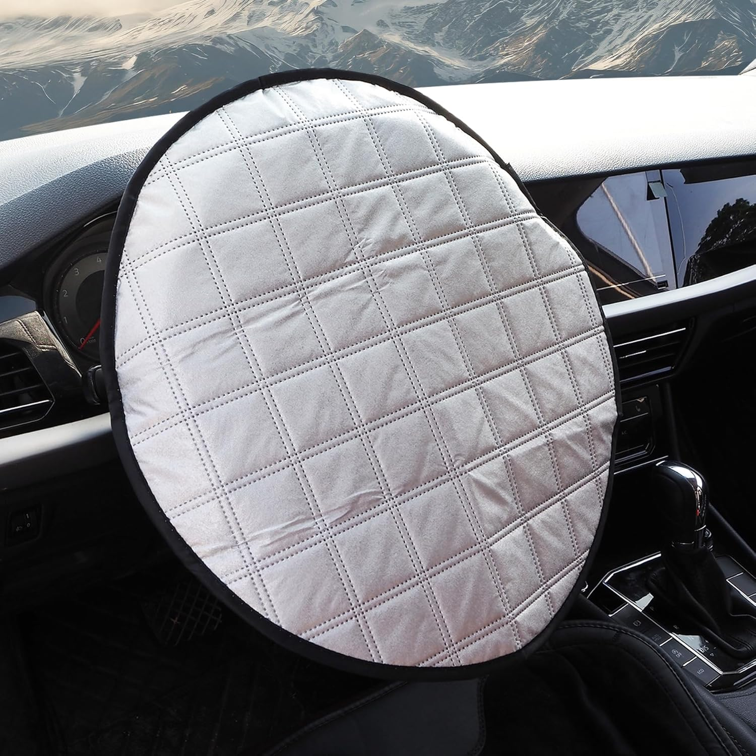 Car Steering Wheel Sun Shade Cover, Universal Steering Wheel Sun Block Anti-Heat UV Rays Block Aluminum Foil Sunshade Cover, Reflective & Foldable Interior Accessories for Sedan SUV Truck RV (Silver)