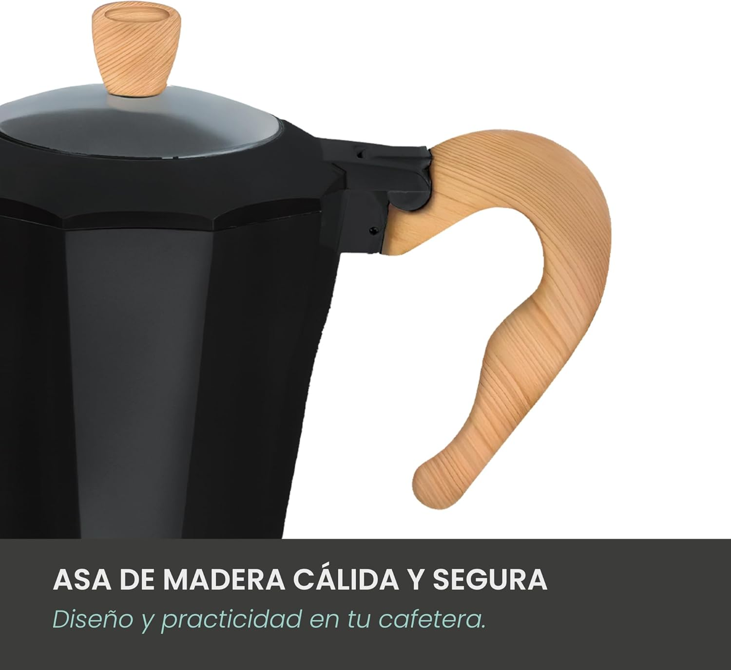 Jocca - Italian Coffee Maker Nature Black Line | 6 Cups | Cordless Jug | Electric Base | 360&ordm; Rotation | Carafe with Cold Handle | Automatic Shut-Off | Keeps the Heat (Black)