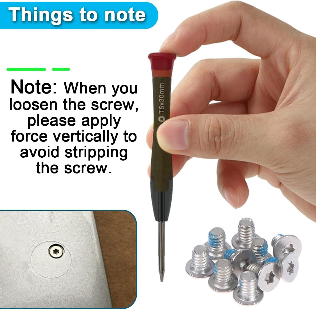 ZHUROUPU 24 Pcs M2X3 T5 Bottom Screws Compatible with for Dell XPS 13 9343 9350 9360 XPS 15 9550 9560 Precision M5510, Secure Bottom Cover Wrist Rest Support, Torx T5 Screwdriver (Silver) - For Xps 13 image number 4