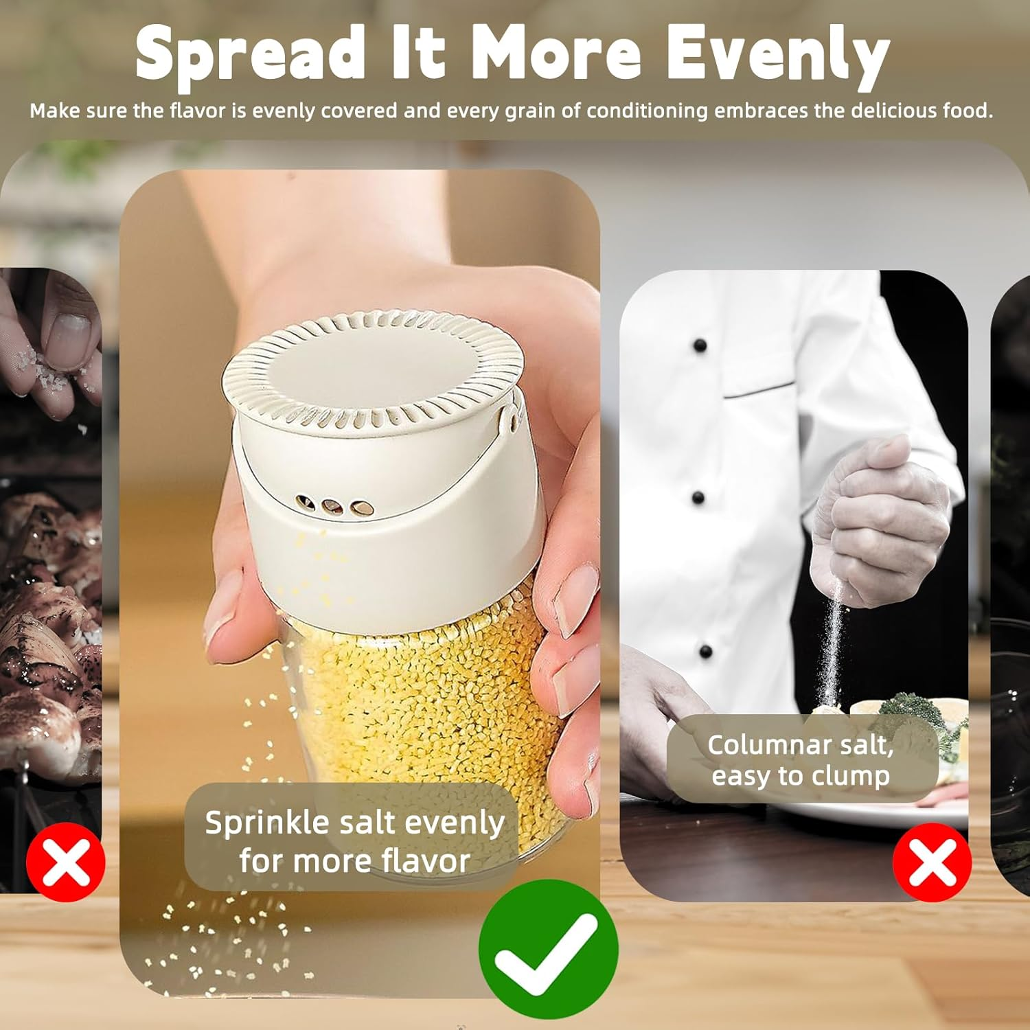 Salt Shaker,Dual-Aperture Glass Salt and Pepper Shaker - 260G, Sodium Calcium Glass, Easy-Press Dispenser for Even Seasoning, Ideal for Breakfast, BBQ, Steak image number 2