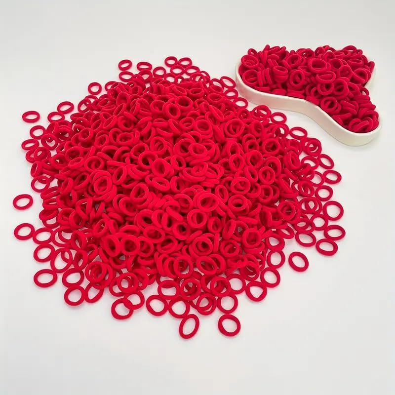 Lavema Hair Bobbles for Girls and Women, Pack of 100 (Red) Cute Elastic Hair Bands image number 1