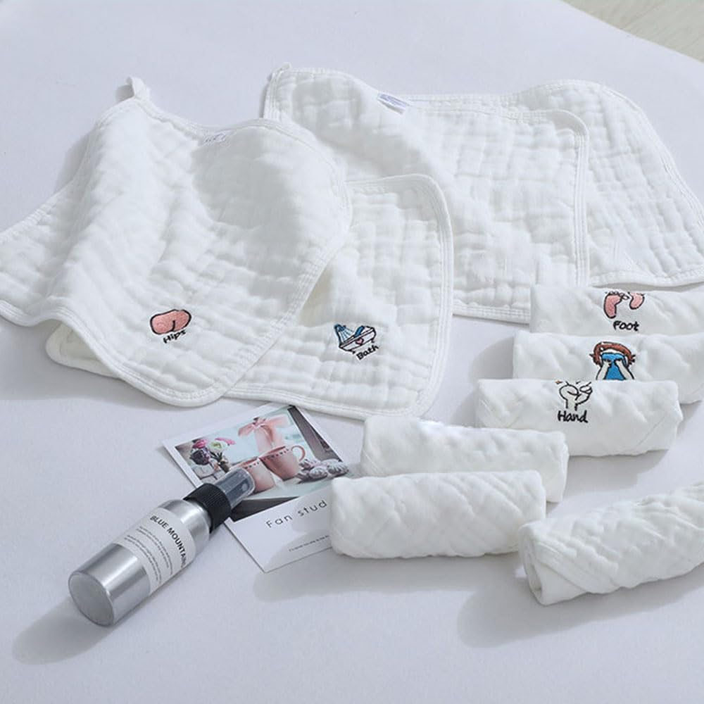 JZS Baby Washcloths, 10 Pack Muslin Cotton Towels Natural Cotton Baby Wipes Soft Newborn Baby Face Towel for Sensitive Skin Baby Shower Registry,30X30Cm image number 4