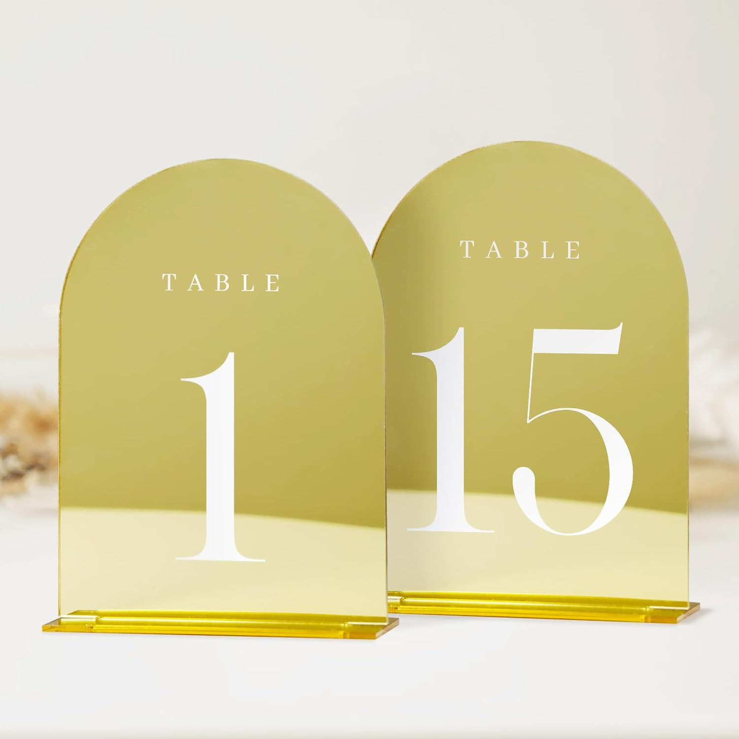 JINMURY Frosted Arch Table Numbers for Wedding,20 Pack 5X7'' Frosted Arch Acrylic Table Signs with Holder Acrylic Table Numbers 1-20,Perfect for Wedding Table Centerpiece Decoration,(Yoji-22108029)