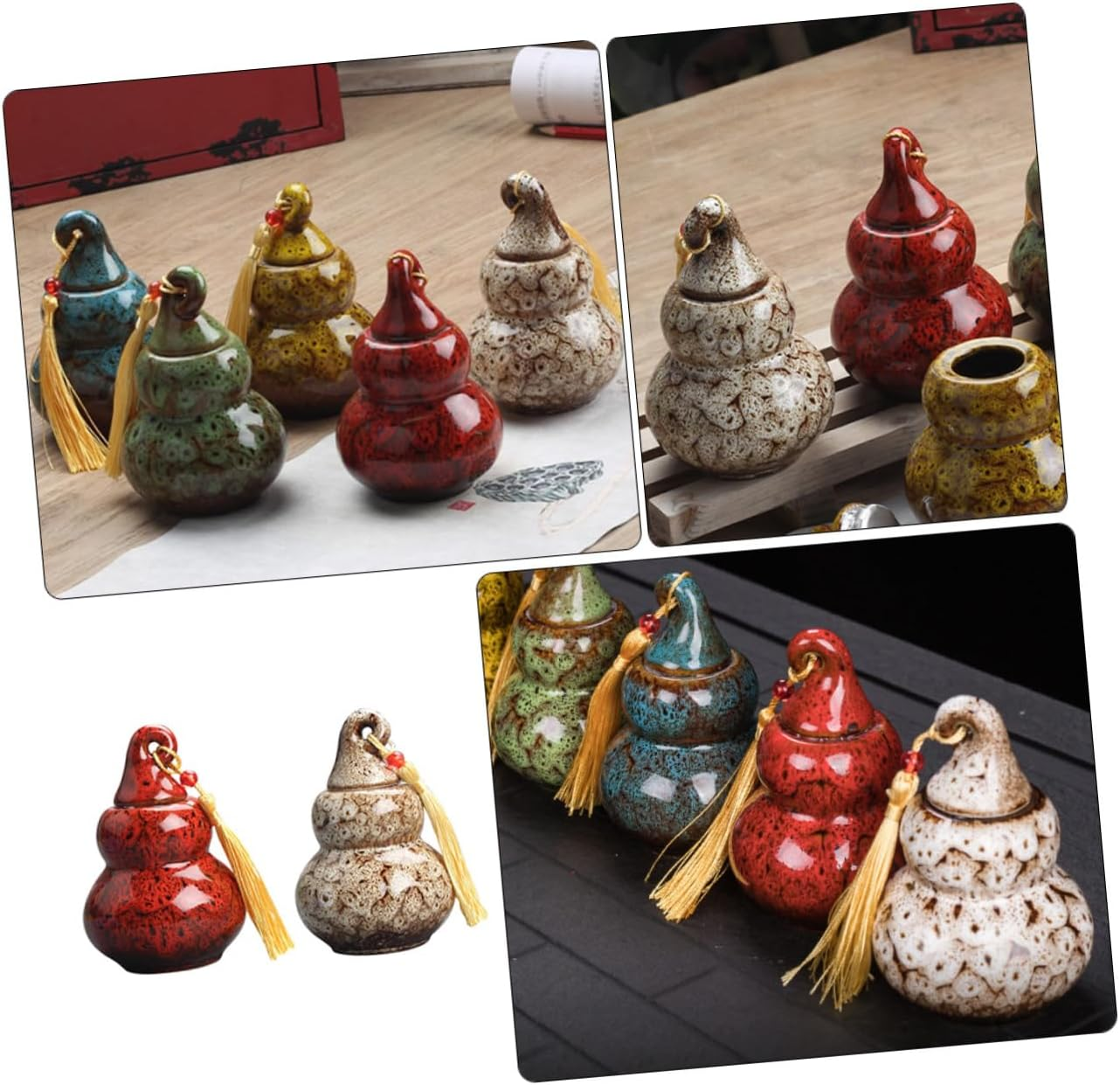 GRIRIW 2Pcs Home Tea-Leaf Jar Multi-Functional Tea Canister Ceramic Storage Can Preserving Jars Lids for Pantry image number 2