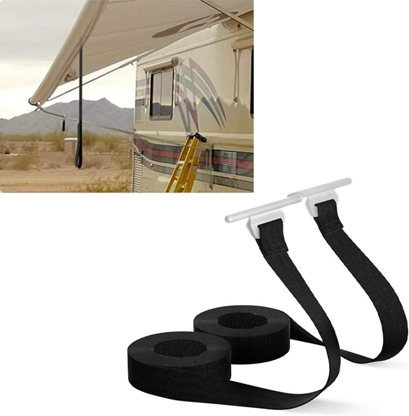 2 Pieces RV Awning Pull Strap Easy to Use Reusable 118.00Inch Awning Parts image number 2