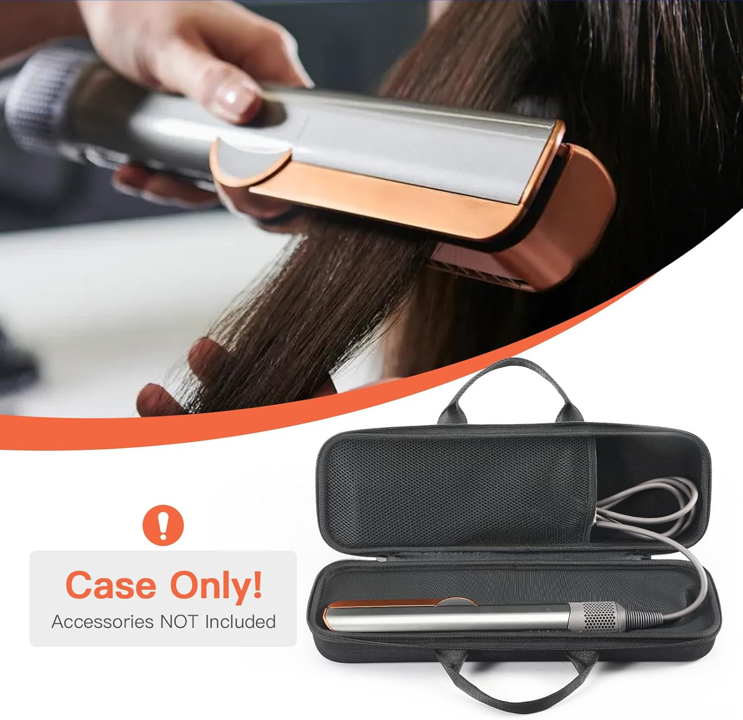 Travel Carrying Case for Dyson Airstrait HT01 Hair Straightener Hard Protective Case Storage Bag Layer Hair Accessories Tools Orgnizer (Black)