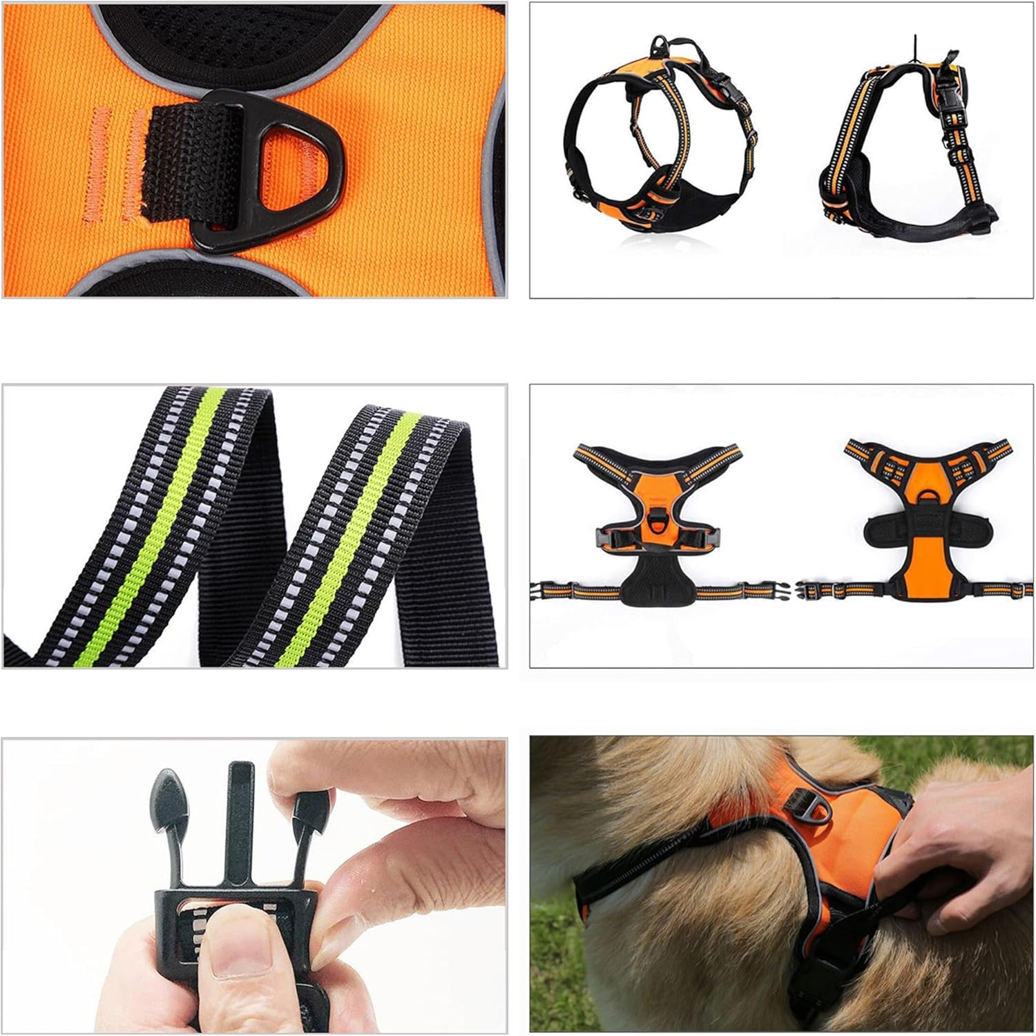 No-Pull Dog Harness Vest Adjustable Outdoor Front Mesh Red image number 4