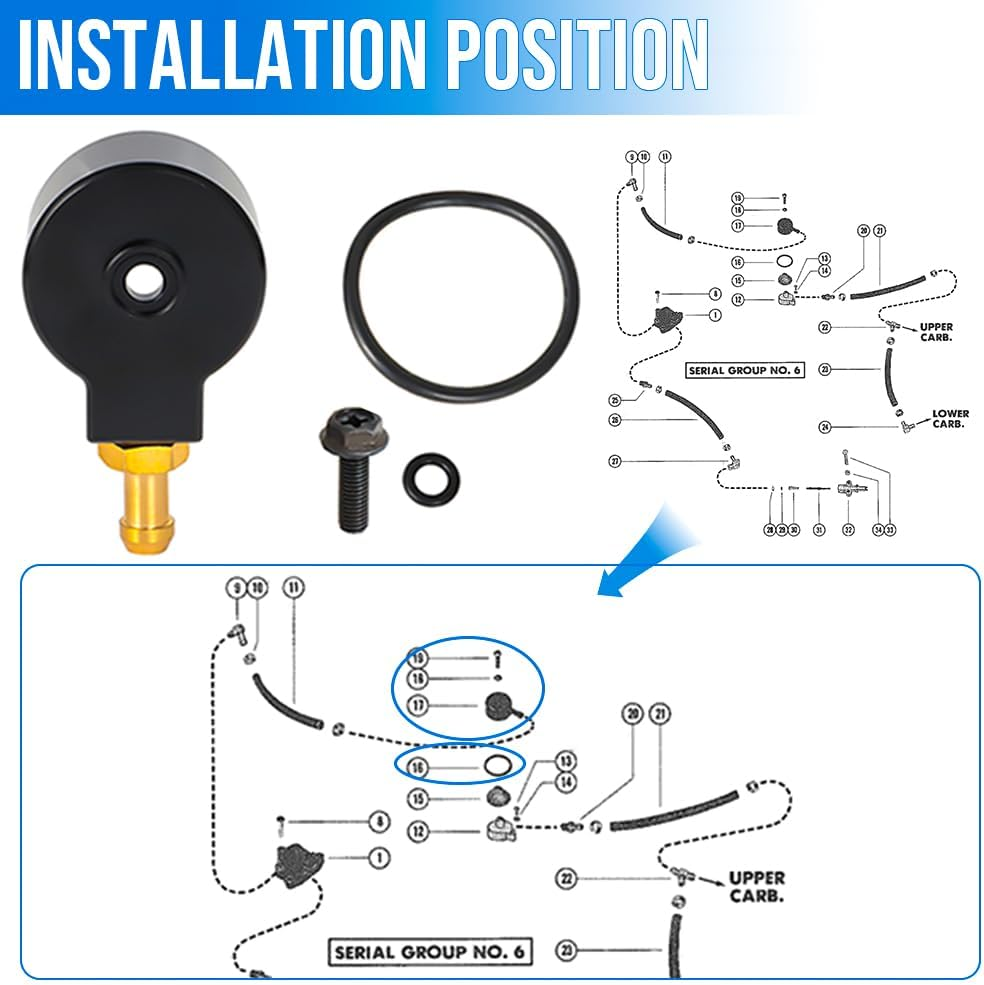 AUTOVIC Fuel Filter Inlet Pump Cover Kit for Mercury Inline 6-Cylinder Outboards 90HP 115HP 140Hp 20Hp Replace Nuber for 35-91078A1, Automotive Replacement Parts