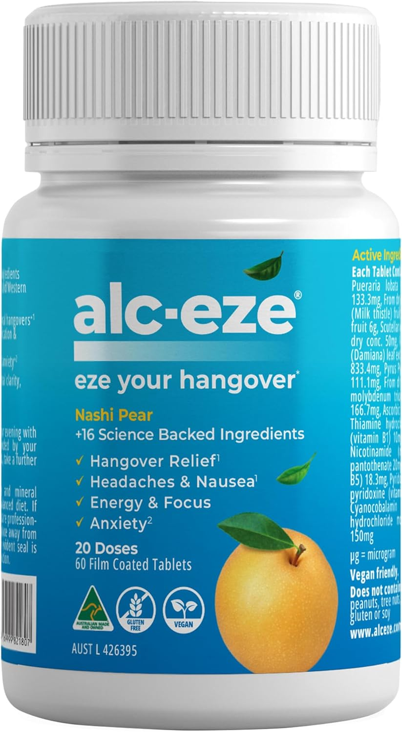 Alc-Eze Hangover Relief 60 Tablets 20 Doses - Australian Made All Natural Supplement image number 4