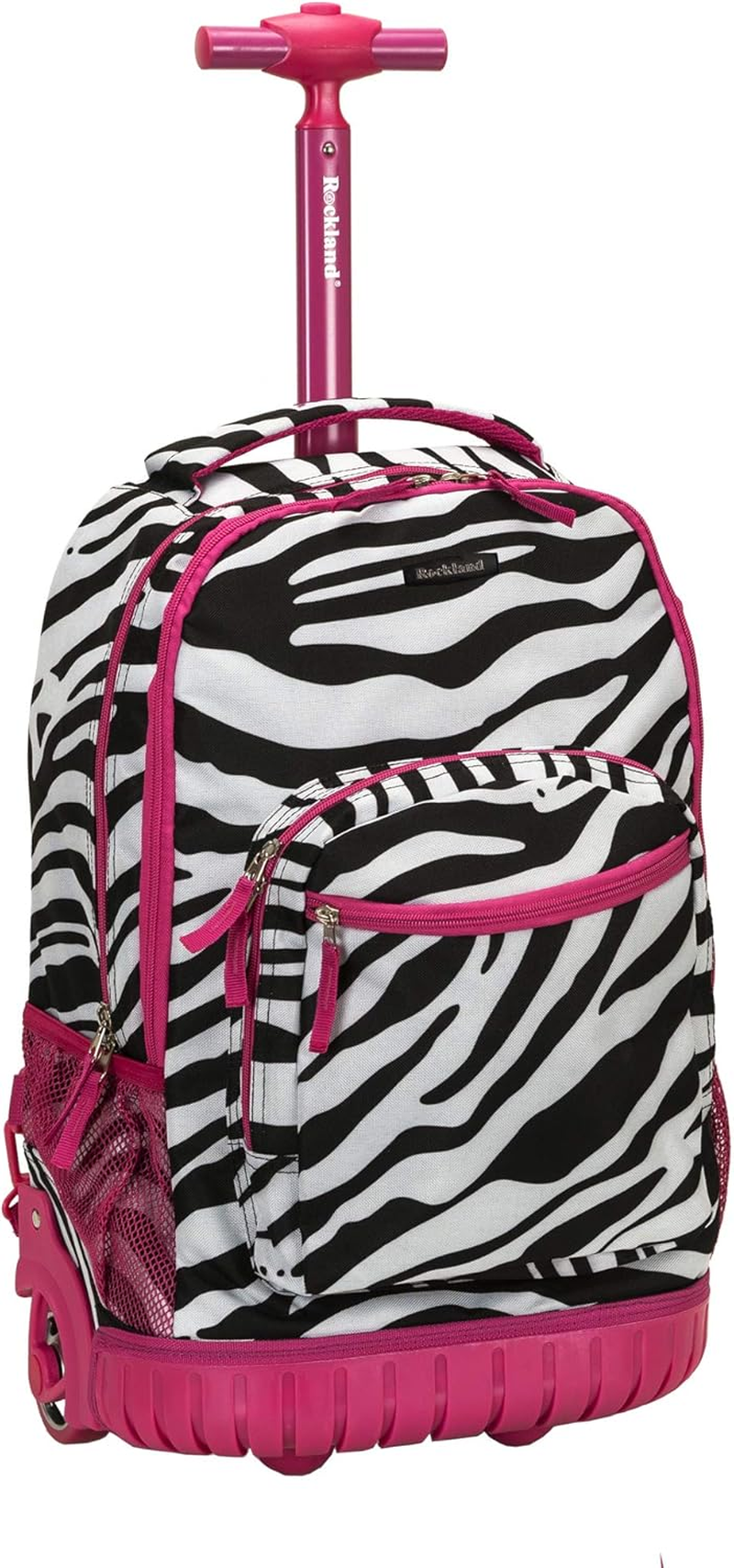 Rockland Single Handle Rolling Backpack, Black Dot, 19-Inch, Single Handle Rolling Backpack