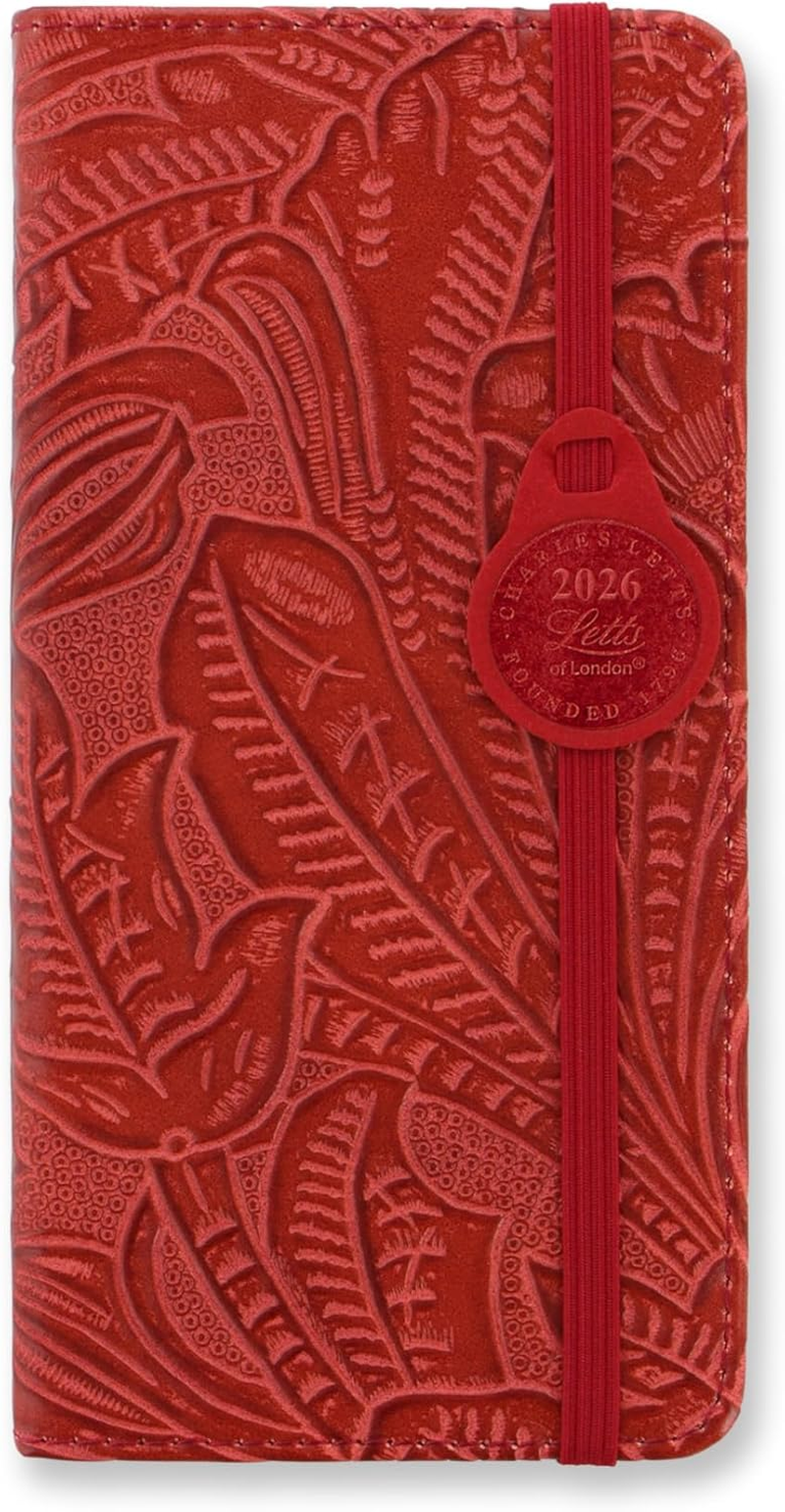 Letts of London Baroque Slim Week to View 2026 Diary - Red 26-080390 image number 1