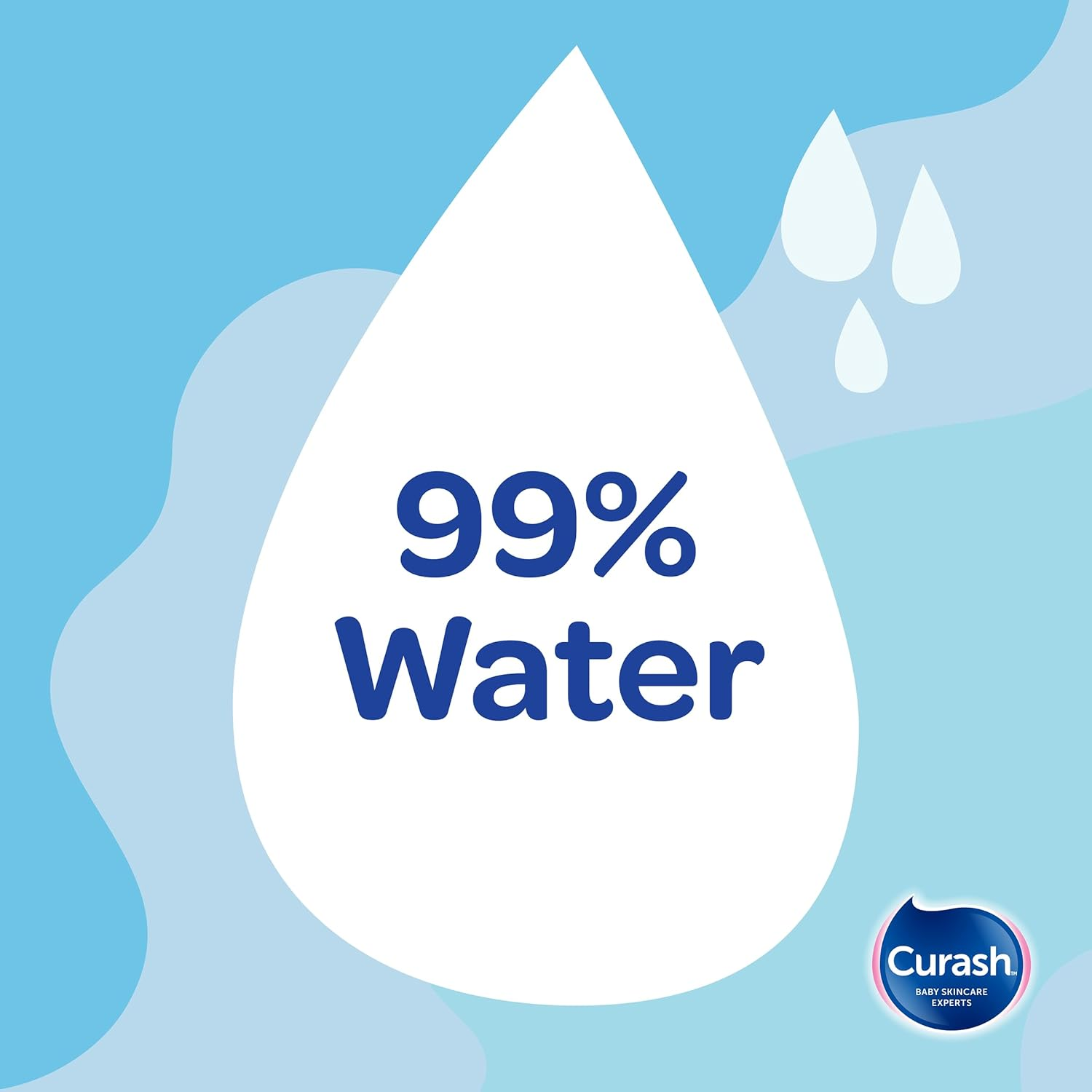 Curash Simply Water Baby Wipes, 6X80 Pack, Thick and Soft Texture, 99% Water with No Soap, Alcohol or Parabens, Suitable for Newborns, Everyday Cleansing and Nappy Changes, 480 Wipes image number 1
