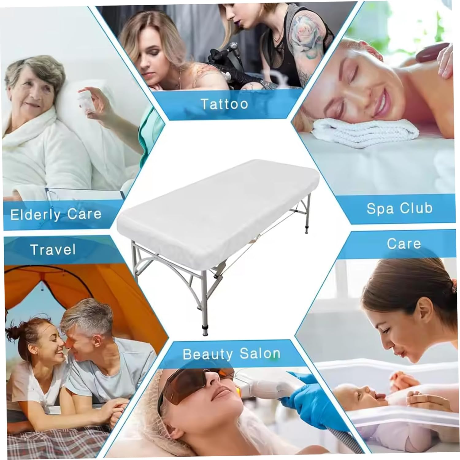30Pcs Massage Bed Cover, 35.4X84.7 Inch Disposable Massage Table Sheets with Face Hole, Waterproof Spa Bed Cover for Spa, Beauty, Tattoo, Sheets image number 6