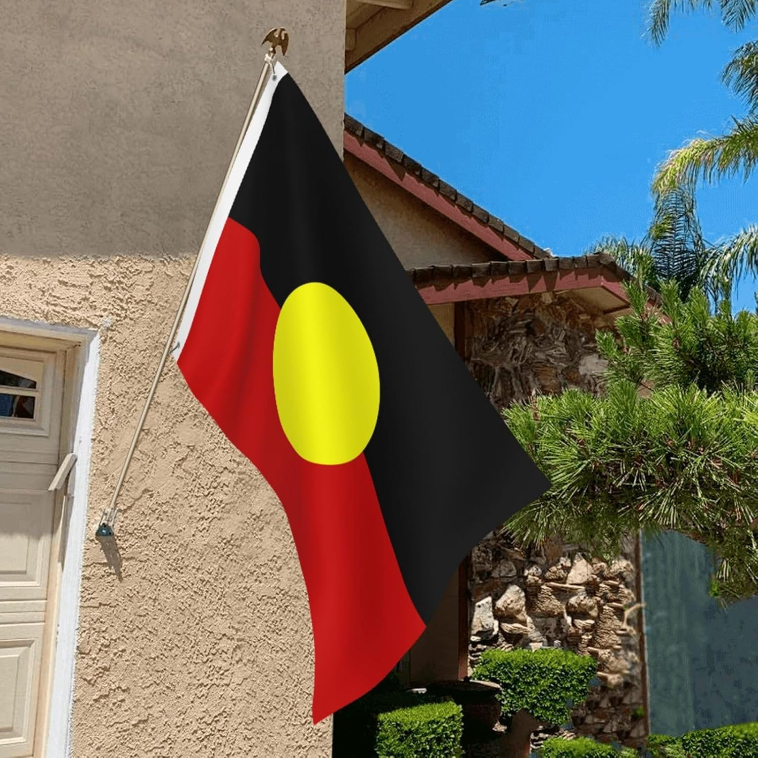 AUPOINT Australian Aboriginal Flag, 90 X 150 Cm, Black, Yellow, Red, Indoor Outdoor Garden Avenue for Holiday Party image number 2