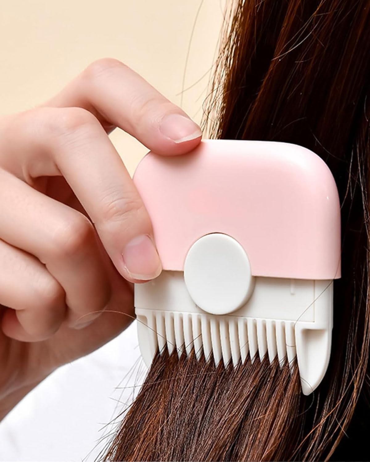 AORHOFJ Pack of 2 Split End Remover Device, 2-In-1 Hair Trimmer, Split End Trimmer, Double Sided Design, for Cutting and Styling Thinning Hair (Pink+Orange Colour) image number 2