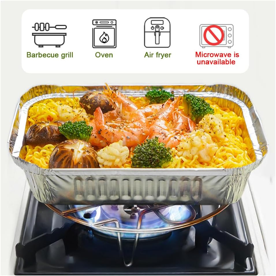 50Pcs Foil Tray Aluminium Foil Baking Trays Foil Take Out Pans, 22X16X5Cm Disposable Foil Food Containers for Roasting, Baking, Cooking (Silver) image number 4