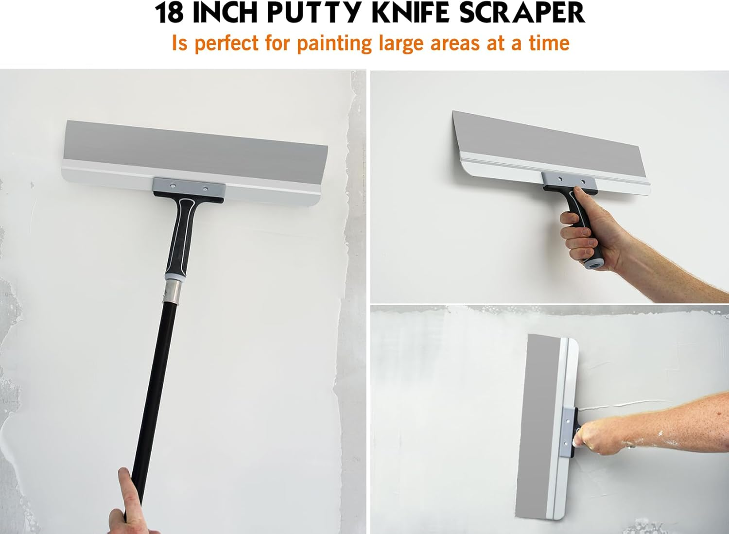 ROLLINGDOG 18 Inch Taping Knife - Drywall Taping Knife,Threaded End Can Be Attached to Extension Pole,Stainless Steel Blade,Ideal for Skimming and Smoothing Walls and Ceilings image number 1