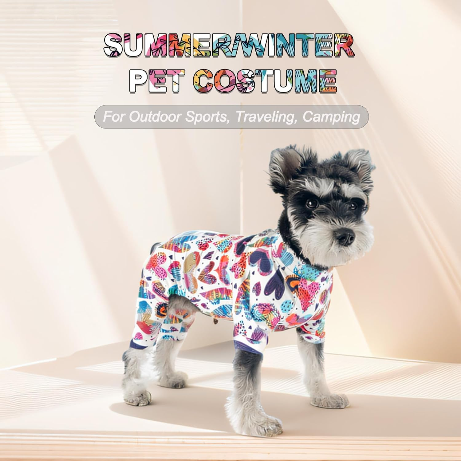 Stylish Dog Onesie with Love Motif Dog T-Shirt - Comfortable Pet Pyjamas for Small Dogs and Cats - Cute Puppy Bodysuit - Dog Jumpsuit Top in Trendy Four-Legged Vest image number 6