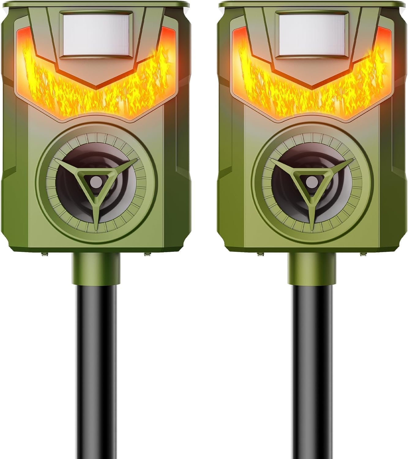 UOEPOWA Ultrasonic Cat Deterrents, 5 Sensitivity Modes Solar Cat Repellent Outdoor with Motion Detection, Bird, Fox, Raccoon, Mouse, Deer. for Chicken Coop, Farm,And Yard (1PC Green)