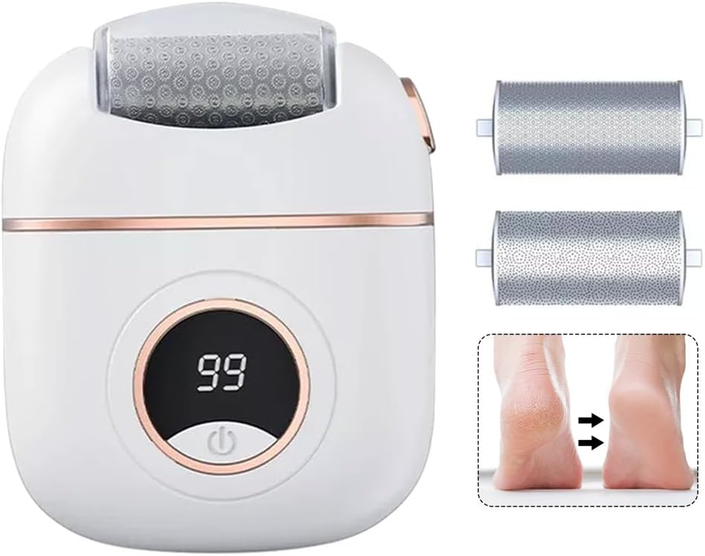 Vivva Electric Callus Remover,Digital Display Foot Grinder,Rechargeable Foot File Scrubber with 2 Grinding Heads 2 Speeds, Professional Pedicure Tools Kit for Men Women Dry Callus Dead Skin-White image number 5