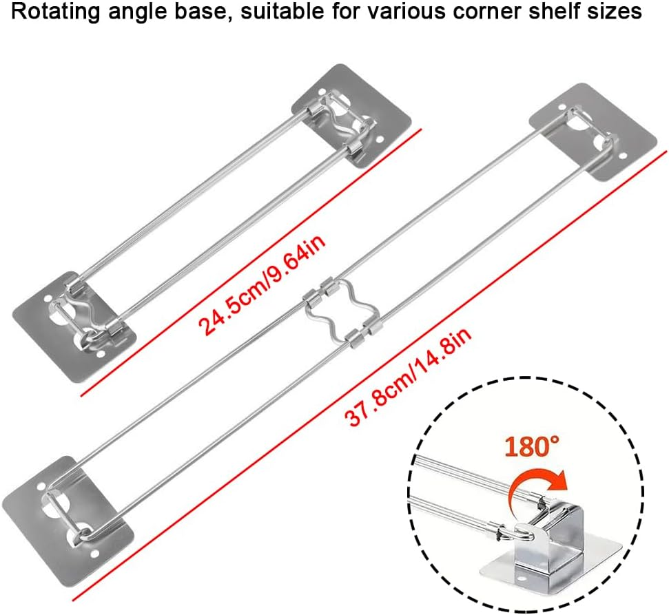 2 Pack RV Shower Corner Storage Bar, 9-14 Inch Adjustable Stainless Steel Rods with 180&deg; Swivel Bases, Adjustable Stainless Steel Rod for Corner Shelves in Camper,Must Have Accessories image number 4