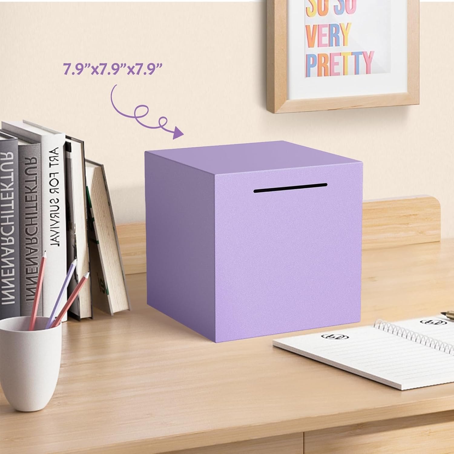 Kozsort Stainless Steel Adult Piggy Bank, Purple, 7.9-Inch image number 3